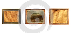 Set of vintage paintings isolated on white background