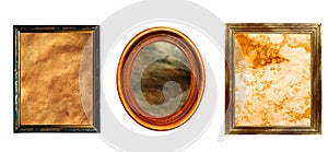 Set of vintage paintings isolated on white background