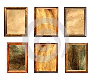 Set of vintage paintings isolated on white background