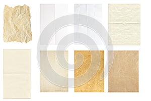 Set of vintage paper texture isolate,