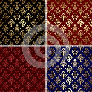 Set of vintage patterns with gold tracery - eps