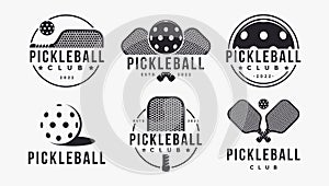 Set of Vintage Pickleball logo badge label vector photo