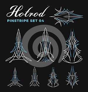 Set of vintage pin striping line art.