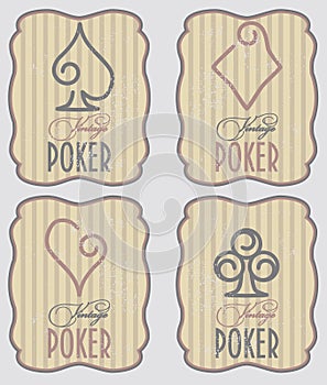 Set vintage poker cards
