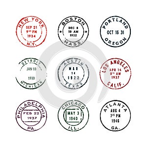 Set of vintage postage stamps. vector illustration