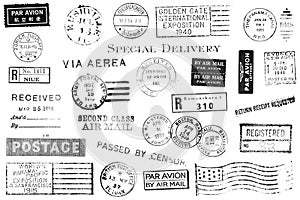 Set of Vintage Postal Marks photo