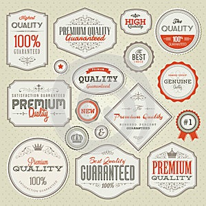 Set of vintage premium quality labels and badges