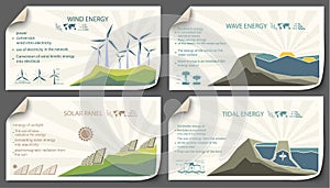 Set of vintage renewable energy infographics