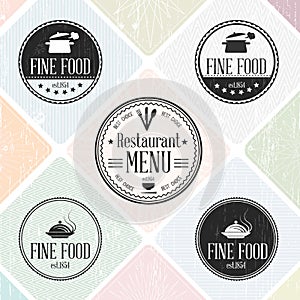 Set of vintage restaurant badges