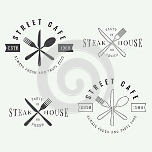 Set of vintage restaurant logo, badge and emblem