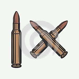 Set of vintage retro bullets. Can be used for logo, emblem, badge, poster design. Line woodcut style. Color Graphic Art.