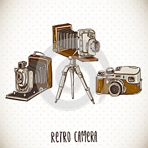 Set of Vintage Retro Camera