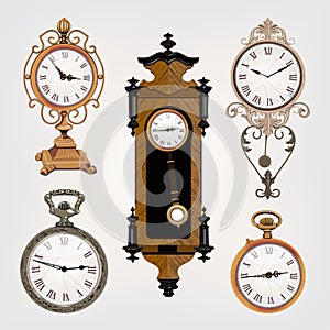 Set of vintage retro clocks