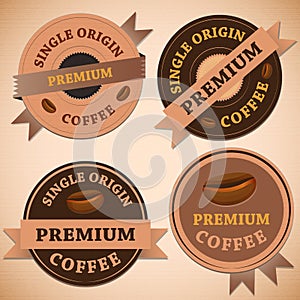 Set of vintage retro coffee badges