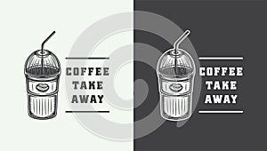 Set of vintage retro coffee emblem, logo, badge, label. mark, poster or print. Monochrome Graphic Art. Vector