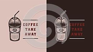 Set of vintage retro coffee emblem, logo, badge, label. mark, poster or print. Monochrome Graphic Art. Vector Illustration