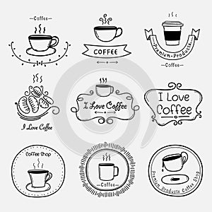 Set Of Vintage Retro Coffee Labels. Retro Elements For Calligraphic Designs. photo