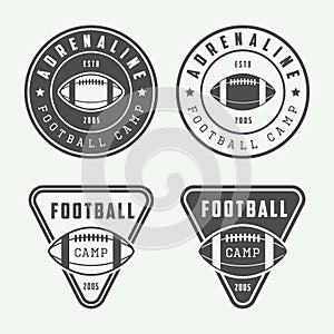 Set of vintage rugby and american football labels, emblems