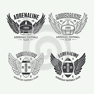 Set of vintage rugby and american football labels, emblems and logos