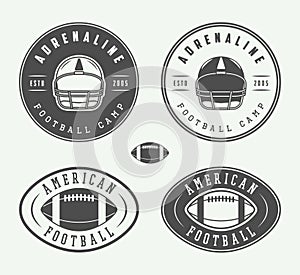 Set of vintage rugby and american football labels, emblems and logos