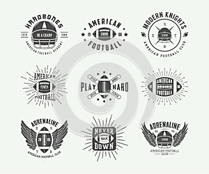 Set of vintage rugby and american football labels, emblems and logos