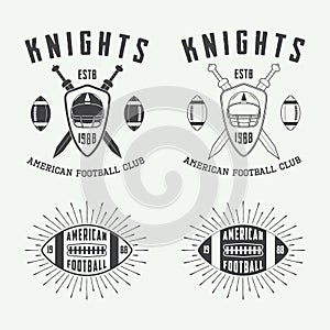 Set of vintage rugby and american football labels, emblems and logos