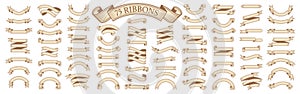Set of vintage scrolls ribbons on white. old blank banners vector illustration