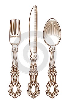 Set of vintage silver cutlery