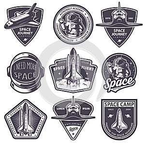 Set of vintage space and astronaut badges