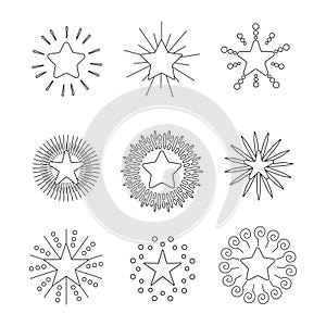 Set of vintage starburst Design template for icons, logos or graphic elements