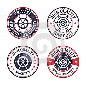 Set of vintage style sea and summer nautical signs, badges and l