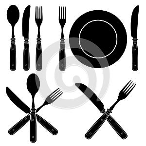 Vintage Cutlery Silhouettes designs photo