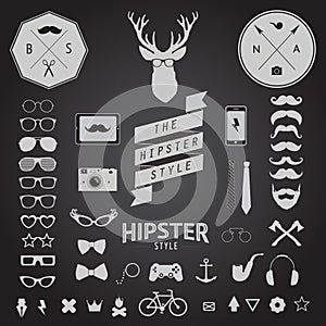 Set of Vintage styled design Hipster icons. Vector illustration background