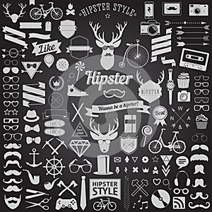 Set of vintage styled design hipster icons. Vector signs and symbols templates