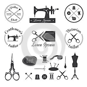Set of vintage tailor logo.