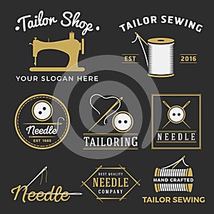 Set of vintage tailor shop emblem logo