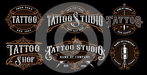 Set of vintage tattoo emblems.