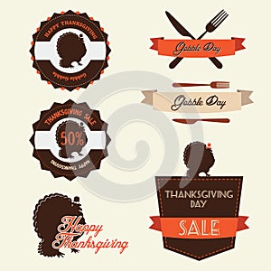 Set of vintage thanksgiving day labels