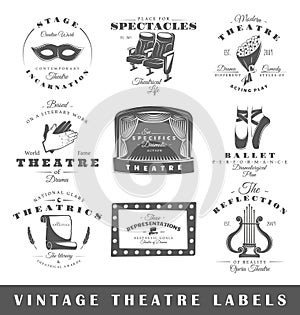 Set of vintage theatre labels