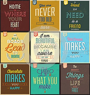 Set Of Vintage Typographic Backgrounds - Motivational Quotes