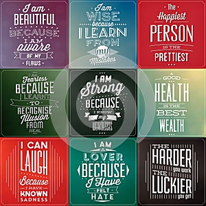 Set Of Vintage Typographic Backgrounds / Motivational Quotes photo