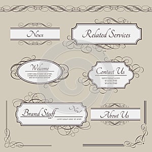 Set of vintage vector labels, frames, borders