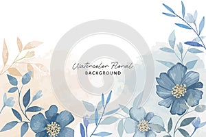 Set of vintage Watercolor Blue Flowers