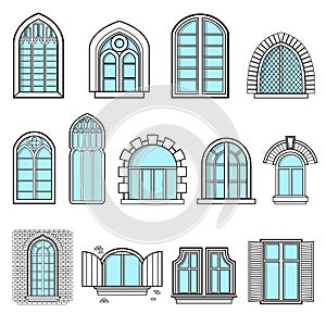 A set of vintage windows vector