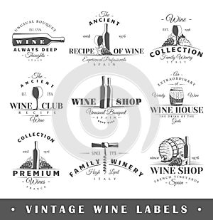 Set of vintage wine labels