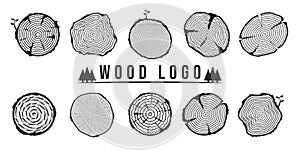 set of vintage wood icon logo vector symbol illustration design