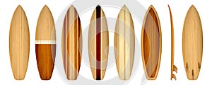 Set of vintage wood Surfboard, vector illustration