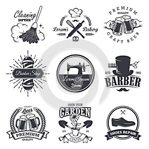 Set of vintage workshop emblems