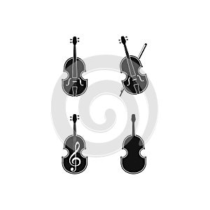 Set of violin logo instrumental icon illustration