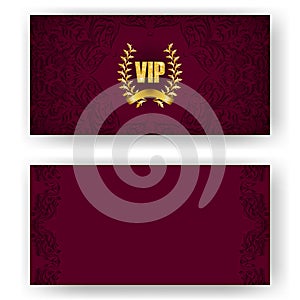 Set of vip card, invitation with laurel wreath